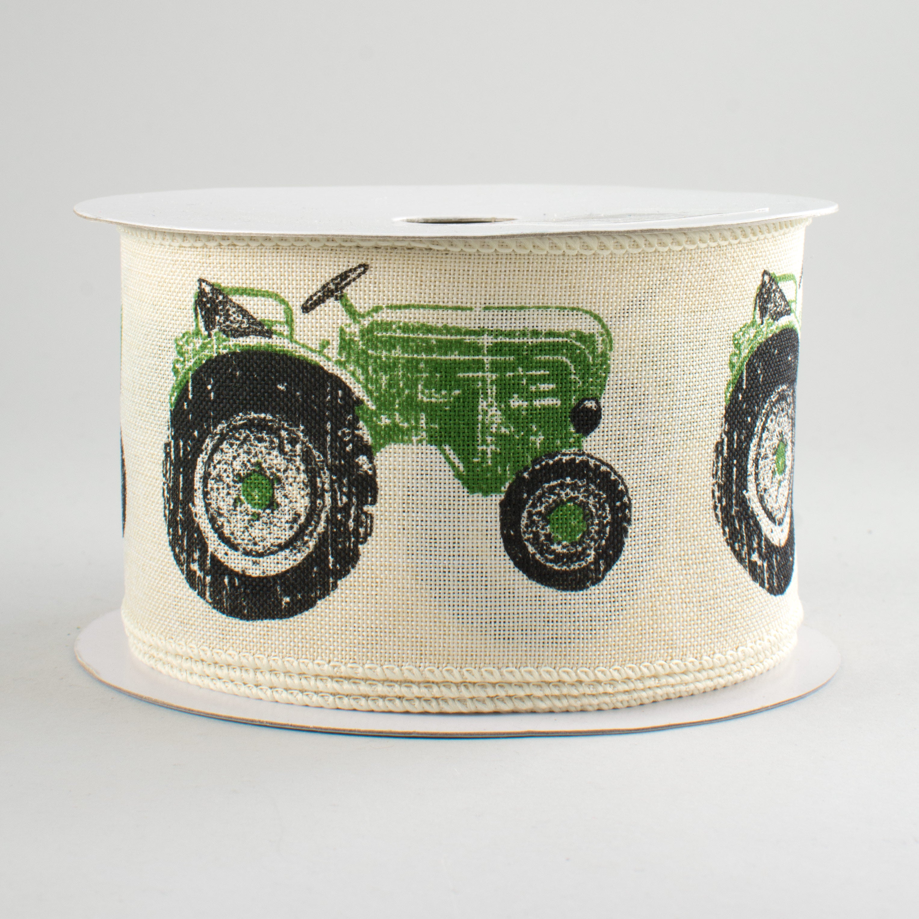 2.5" Tractor Ribbon: Cream & Green (10 Yards)