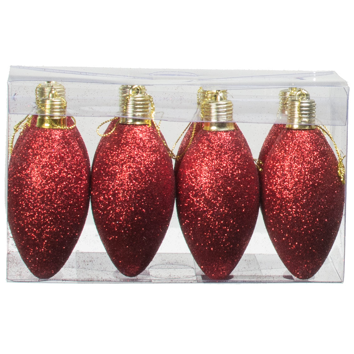 100MM Glitter Bulb Ornament: Red (Set of 8)