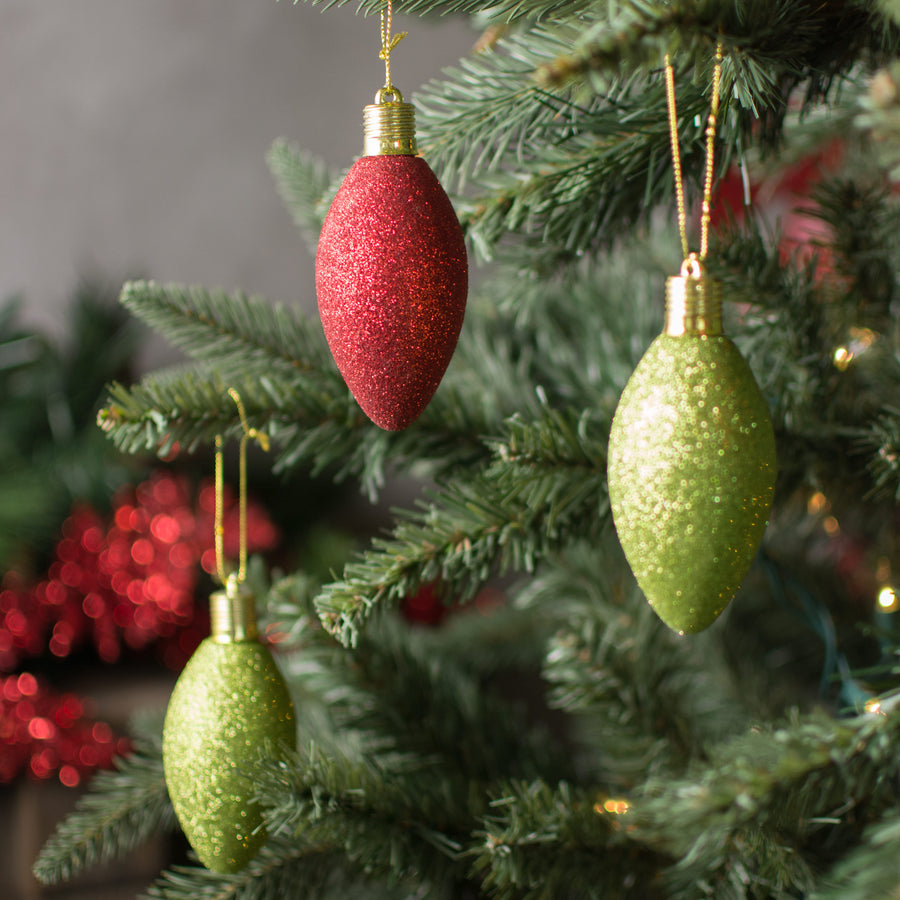 100MM Glitter Bulb Ornament: Red (Set of 8)