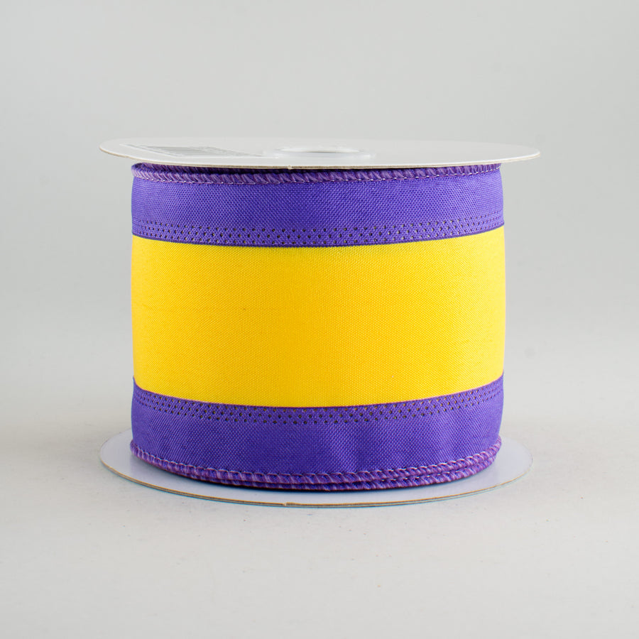 2.5" Satin Team Stripe Ribbon: Purple & Gold (10 Yards)