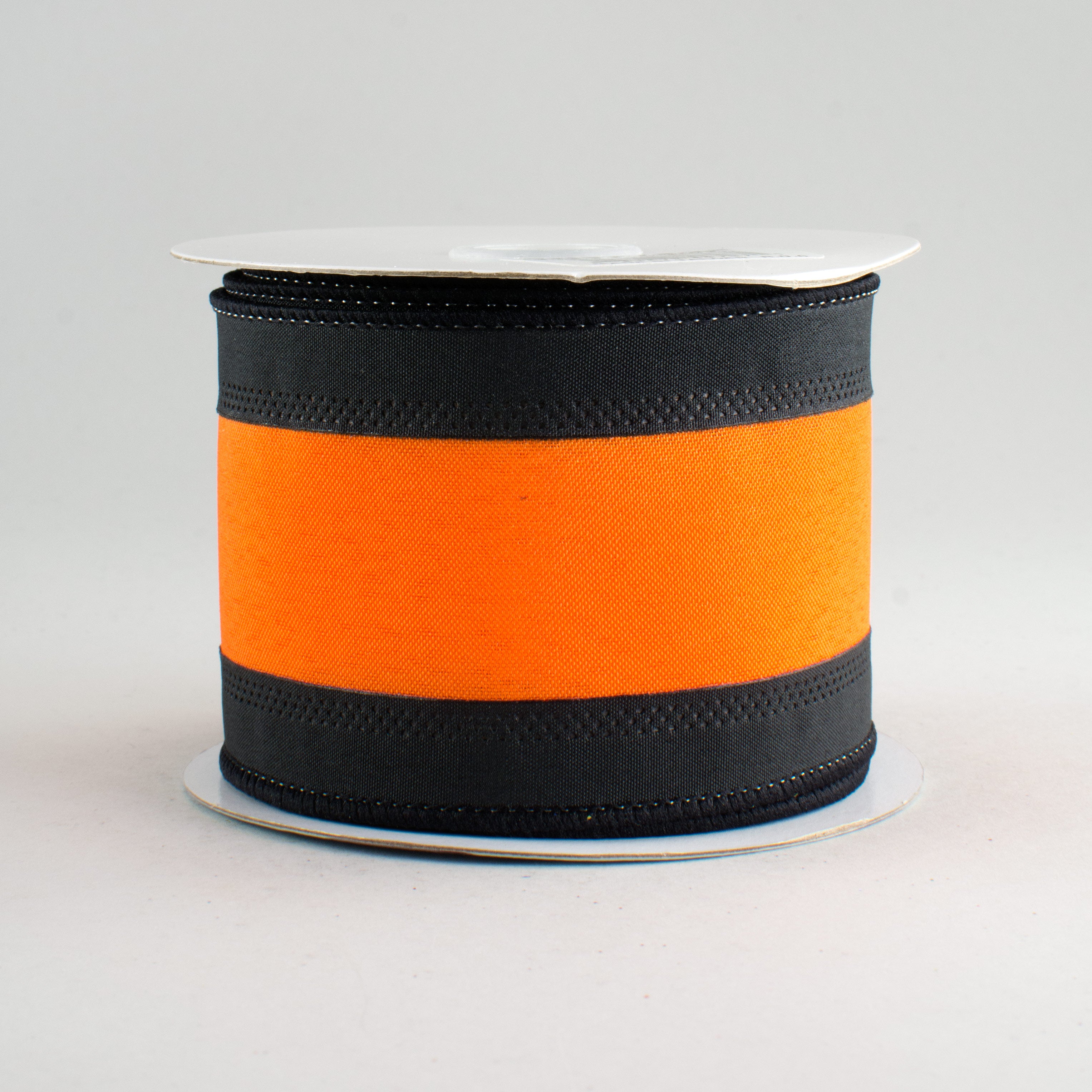 2.5" Satin Team Stripe Ribbon: Black & Orange (10 Yards)