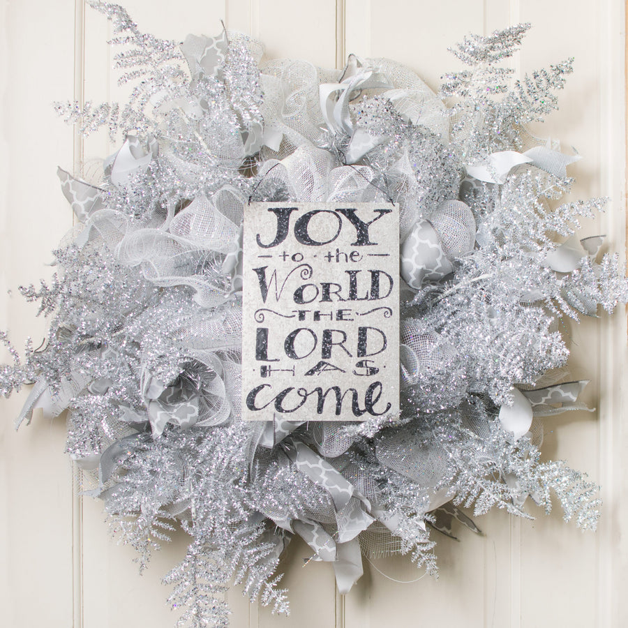 19" Fern Spray: Silver Glitter (Set of 6)