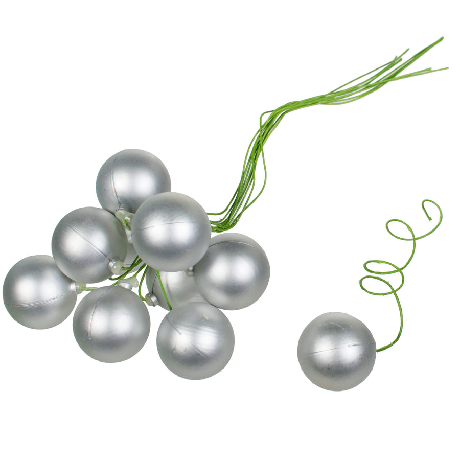 30MM Matte Ball Ornament On Wire: Silver (72)
