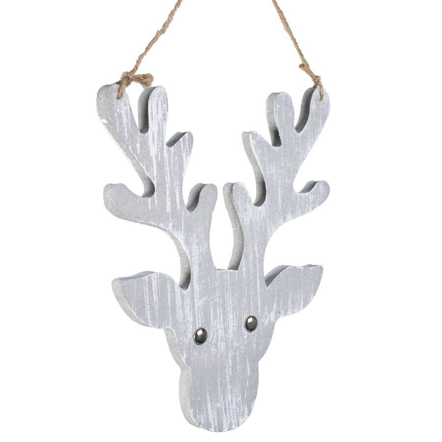 8" Foam Reindeer Head Ornament: Grey