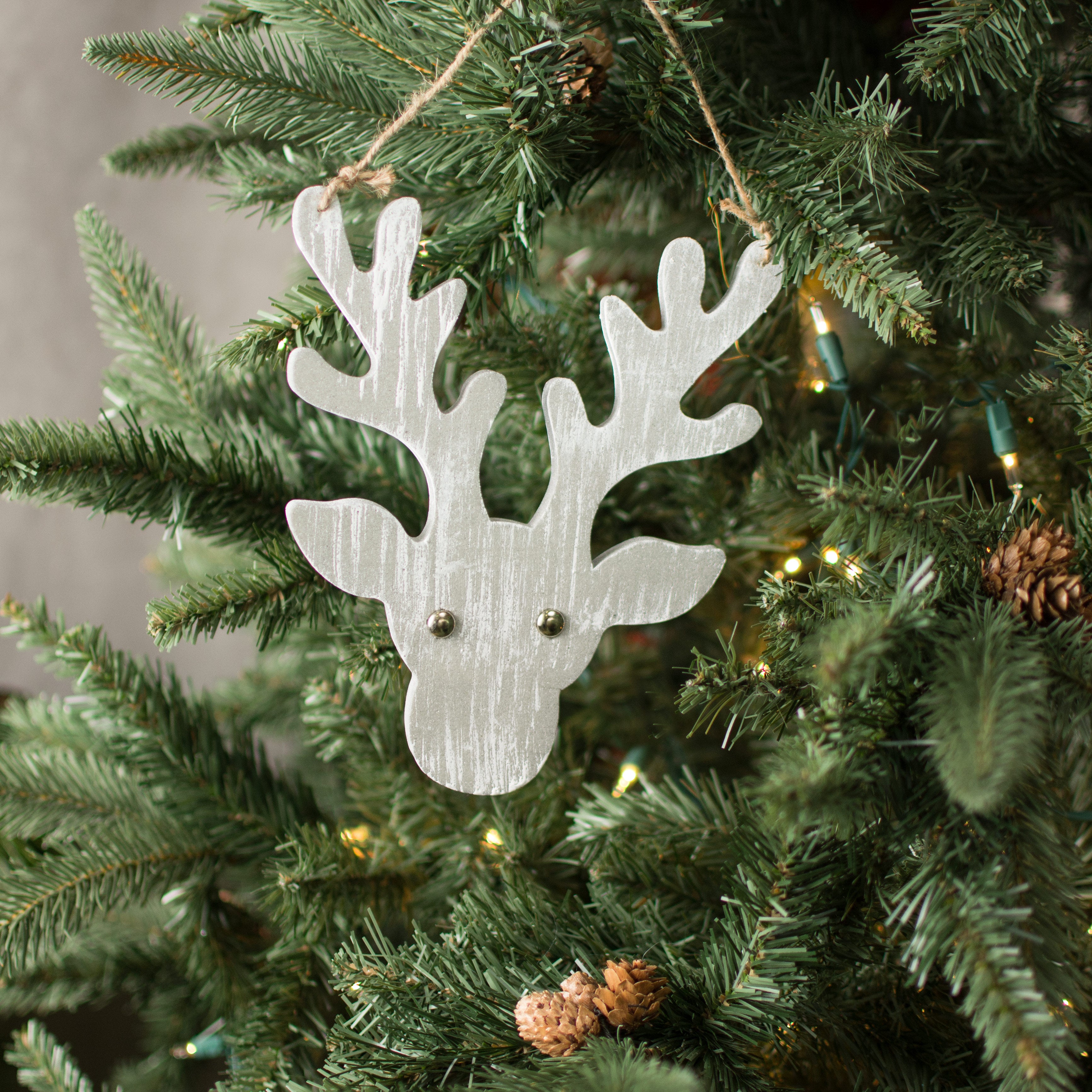 8" Foam Reindeer Head Ornament: Grey