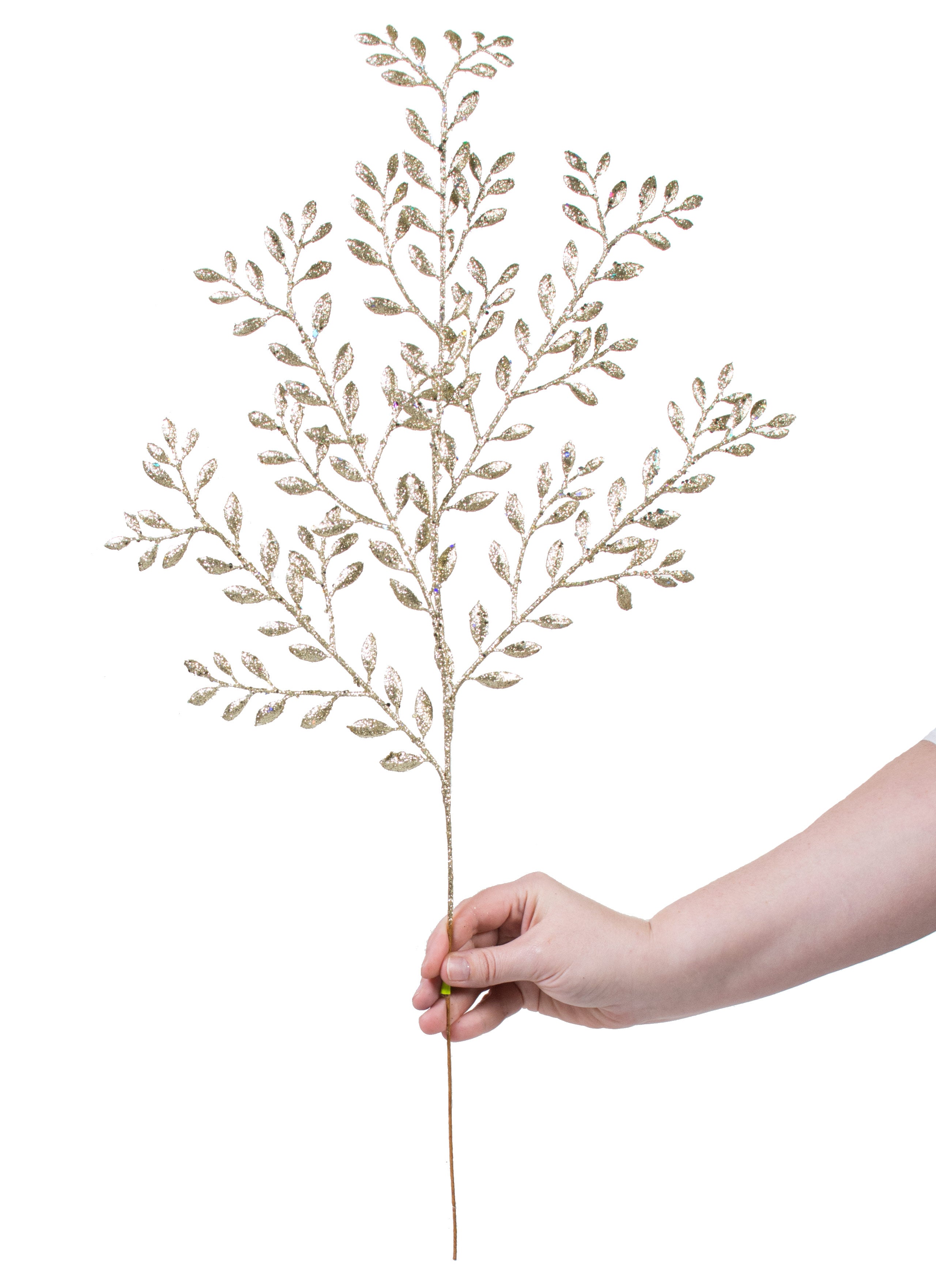 26" Glitter Fern Pick: Champagne