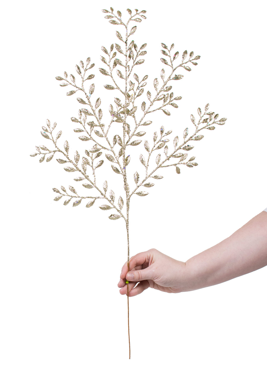 26" Glitter Fern Pick: Champagne