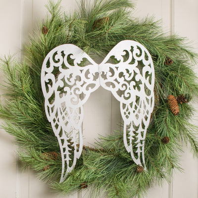 18" Filigree Angel Wings: Antique Cream