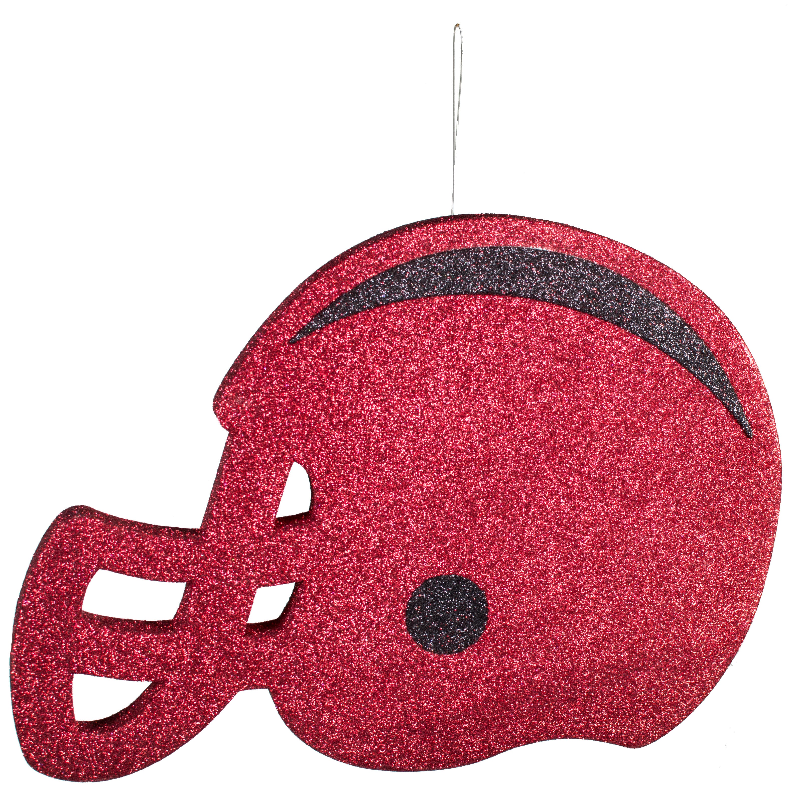 12" Glitter Football Helmet: Red & Black