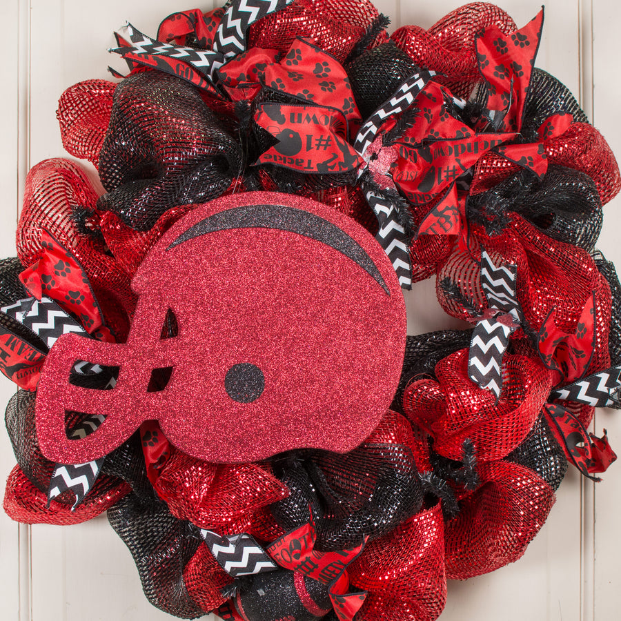 12" Glitter Football Helmet: Red & Black