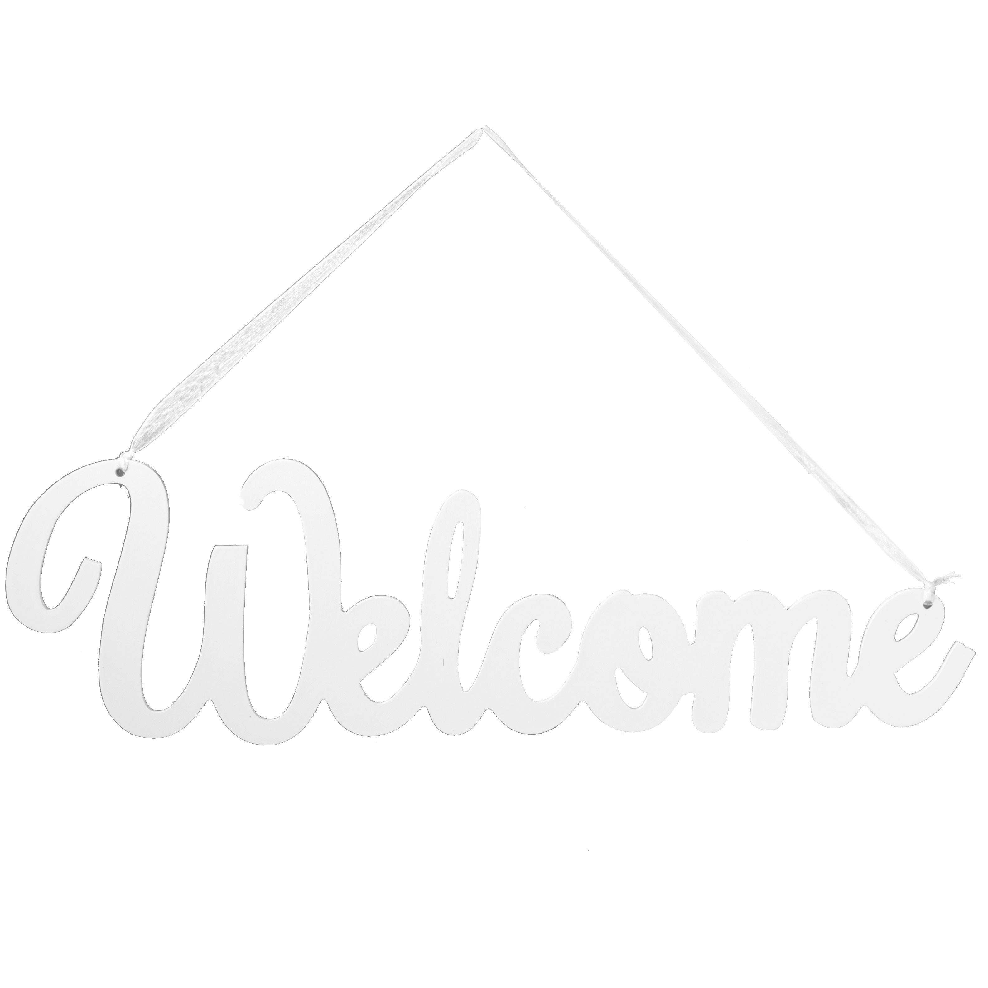 15" Wooden Welcome Sign: White