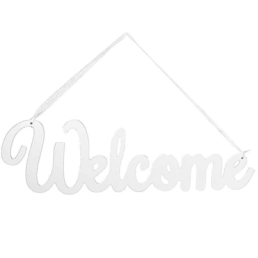 15" Wooden Welcome Sign: White