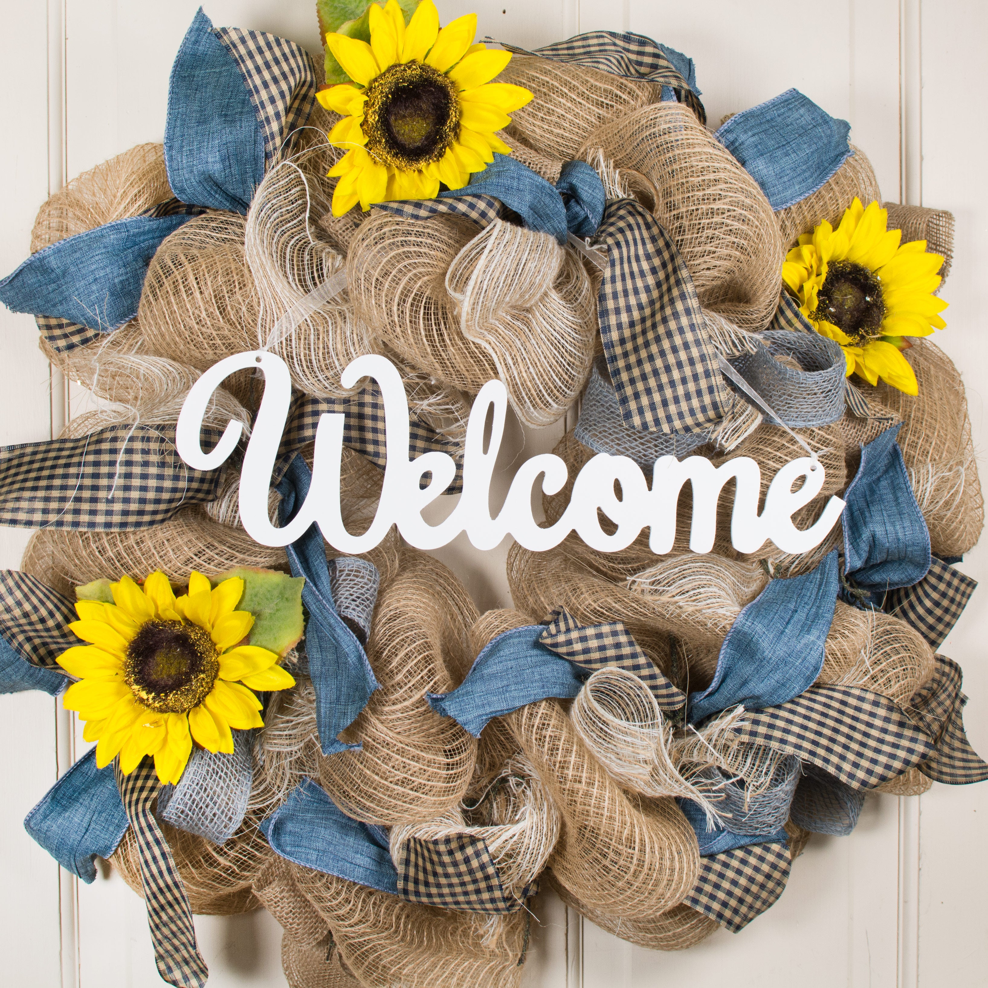 15" Wooden Welcome Sign: White