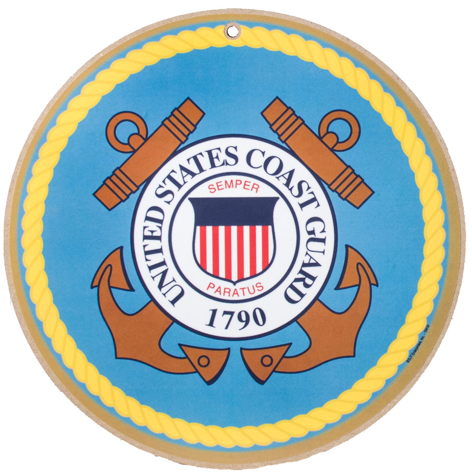 10" Round Wooden Sign: Coast Guard