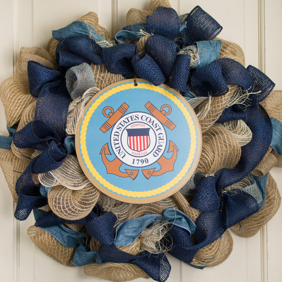 10" Round Wooden Sign: Coast Guard