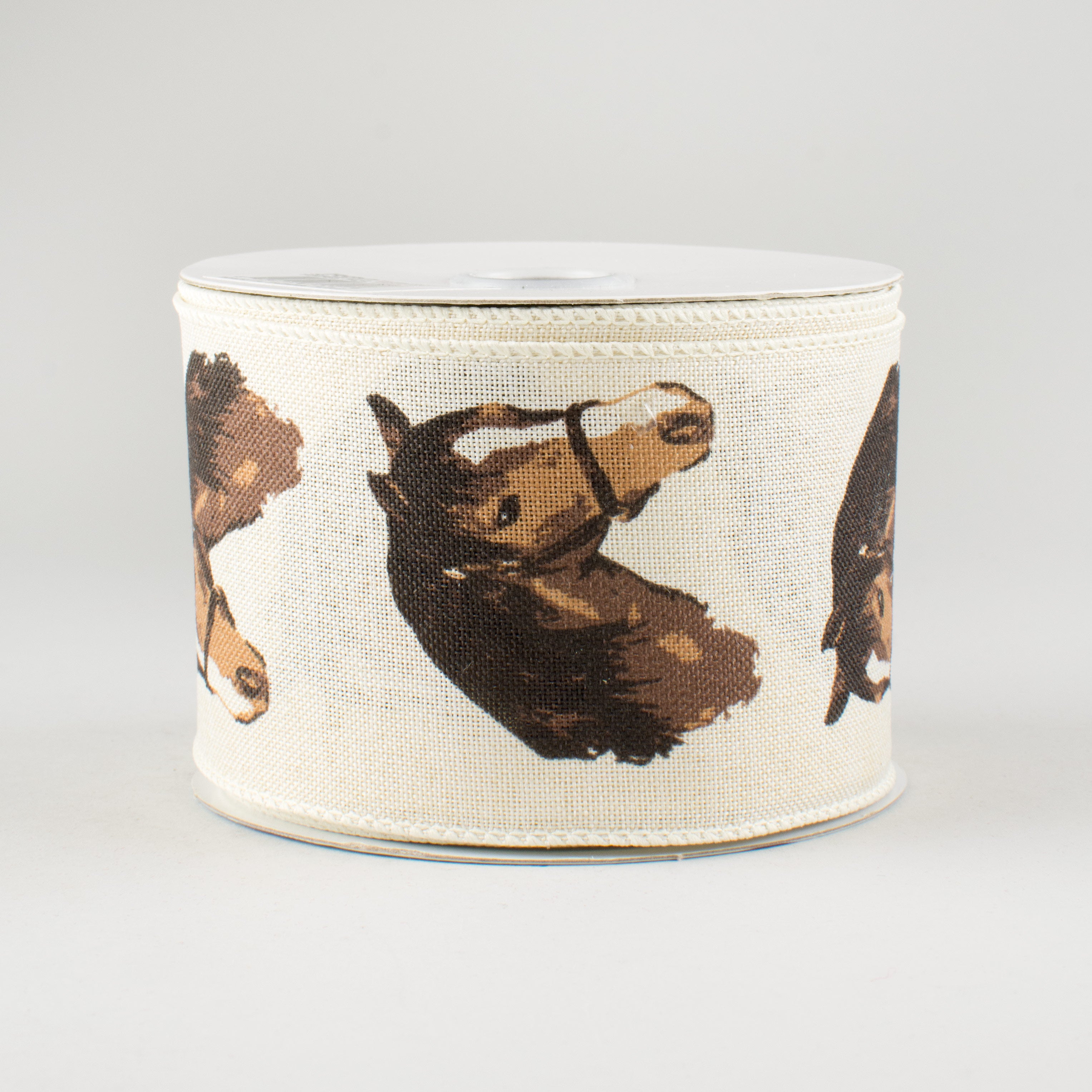 2.5" Horse Ribbon: Cream & Brown (10 Yards)