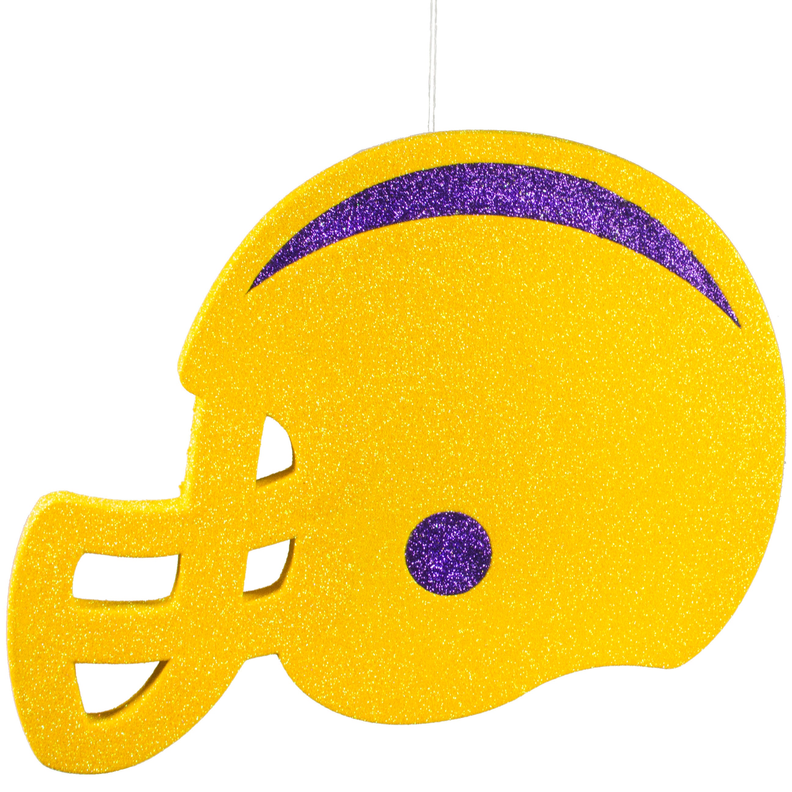 12" Glitter Football Helmet: Yellow & Purple