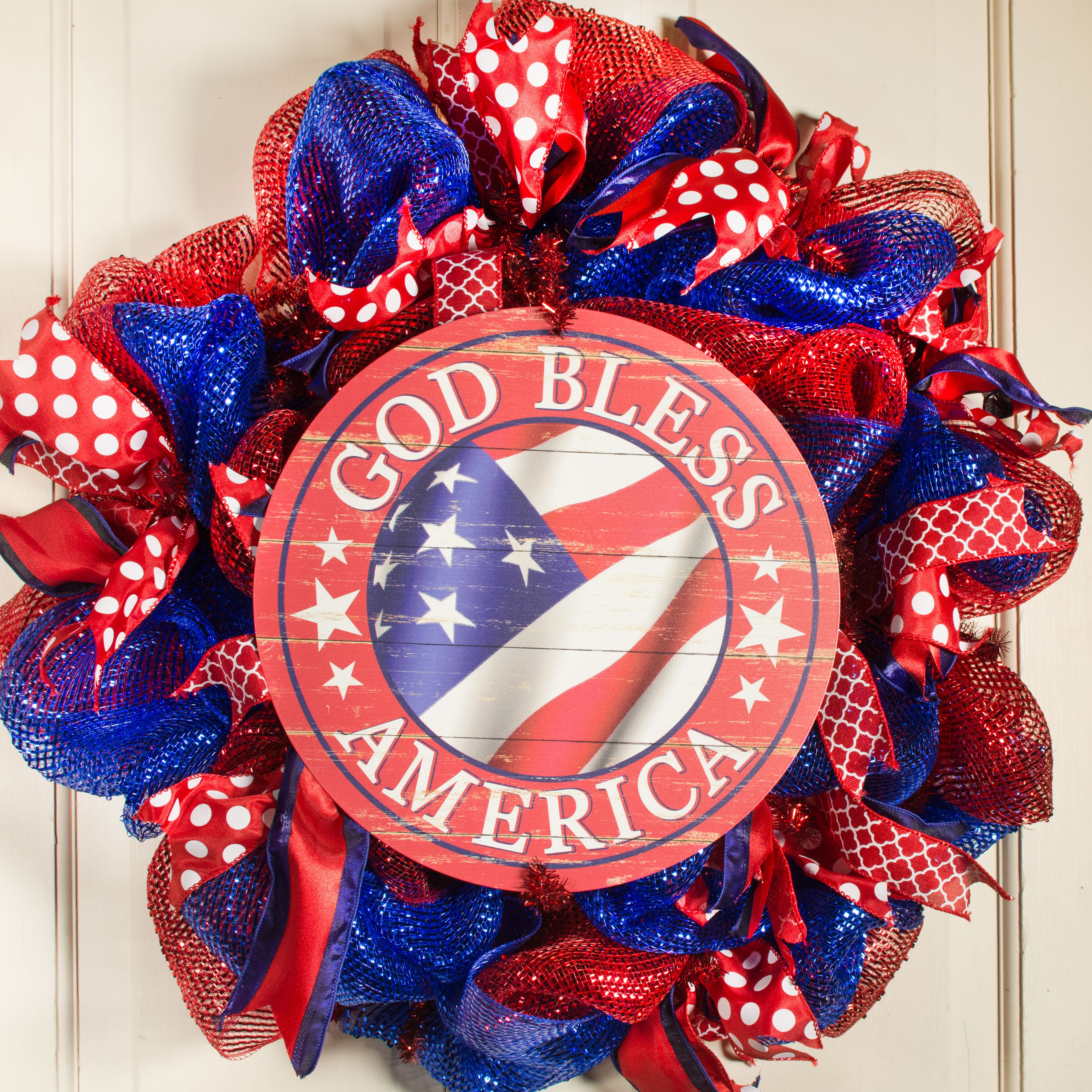 12" Metal Antique Sign: God Bless America