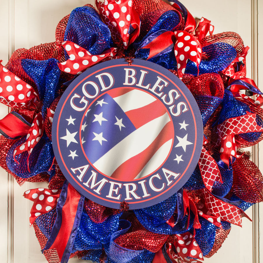 12" Metal Sign: God Bless America