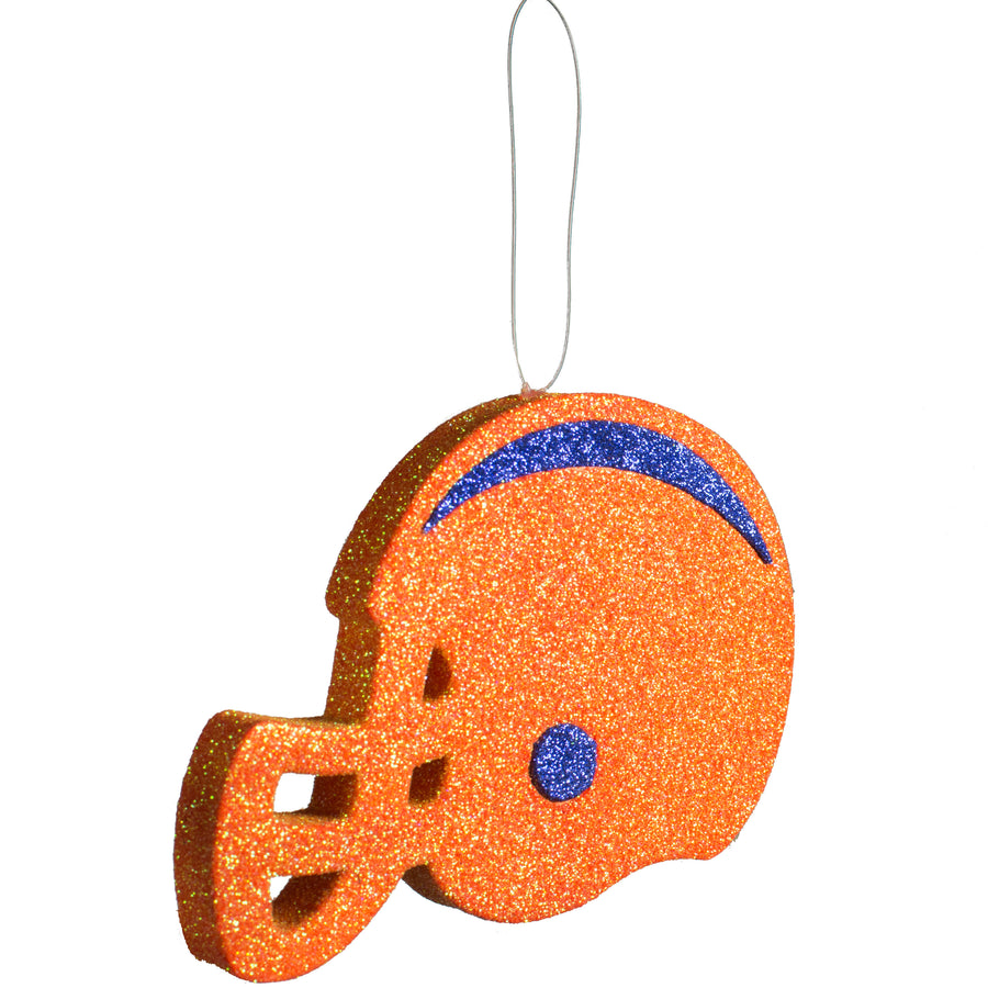 5" Glitter Football Helmet: Orange & Blue