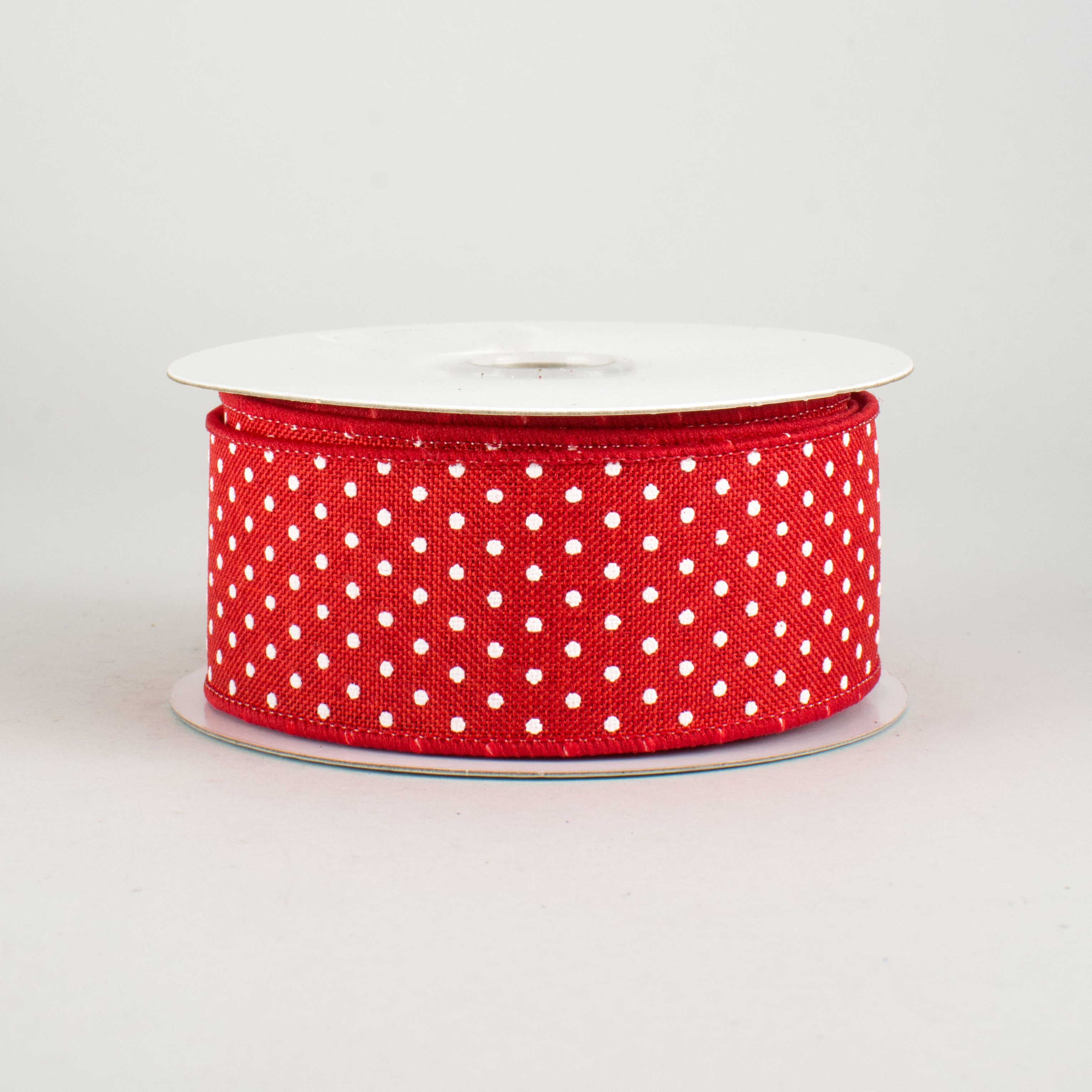 1.5" Swiss Dots Ribbon: Red & White (10 Yards)