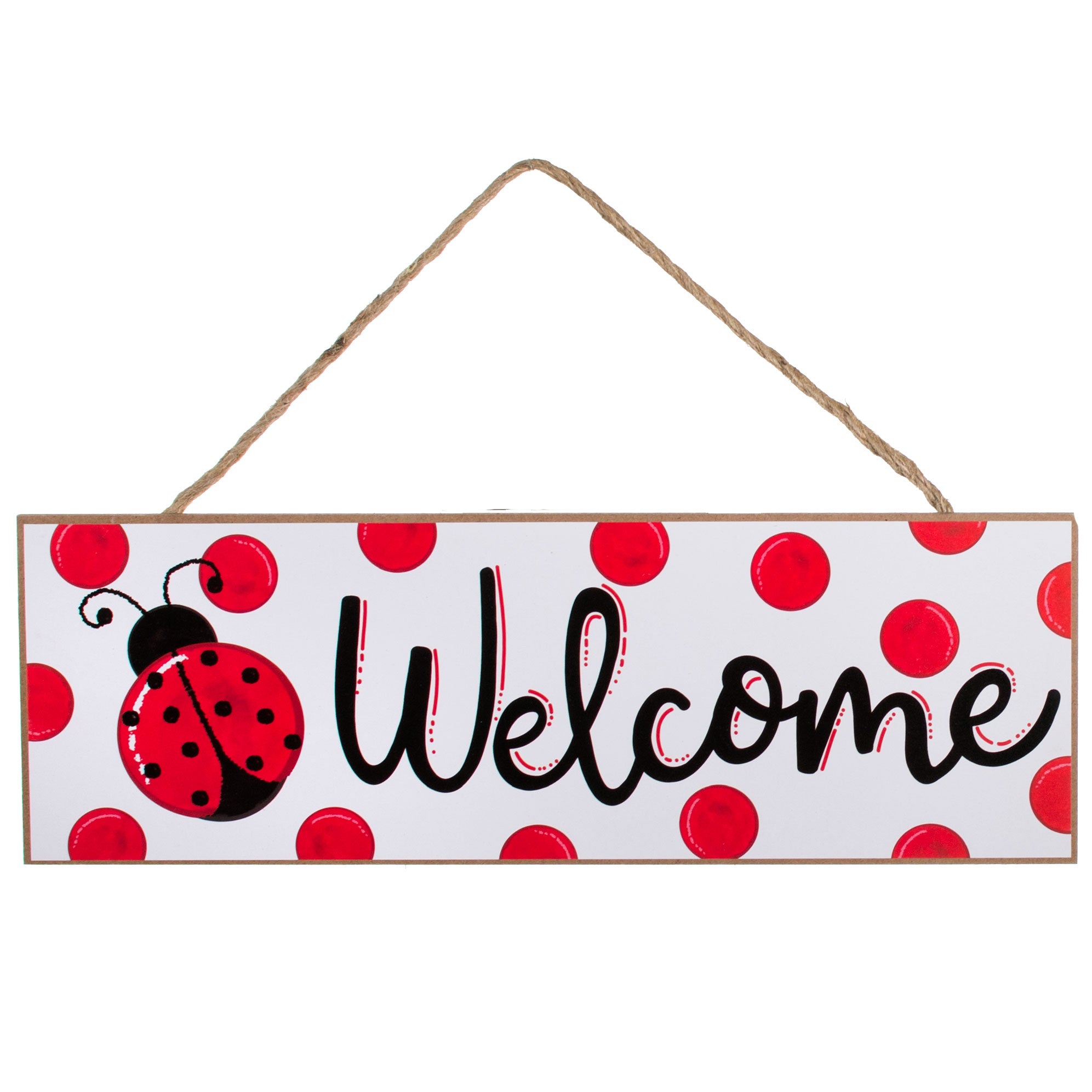 15" Wooden Sign: Welcome Ladybug