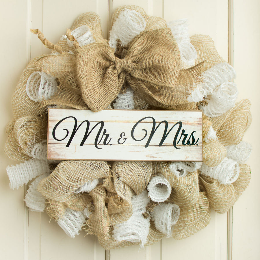 15" Wooden Sign: Mr. & Mrs.