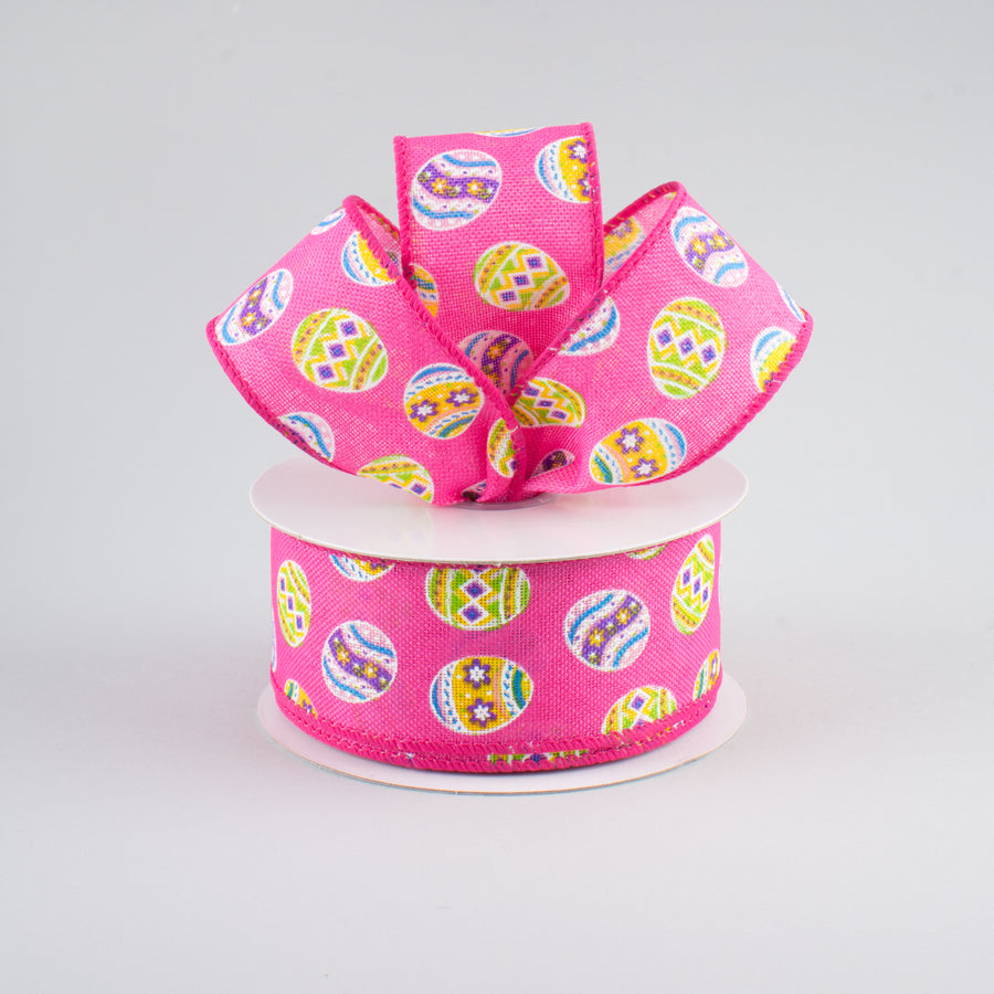 1.5" Small Egg Dots Ribbon: Fuchsia (10 Yards)