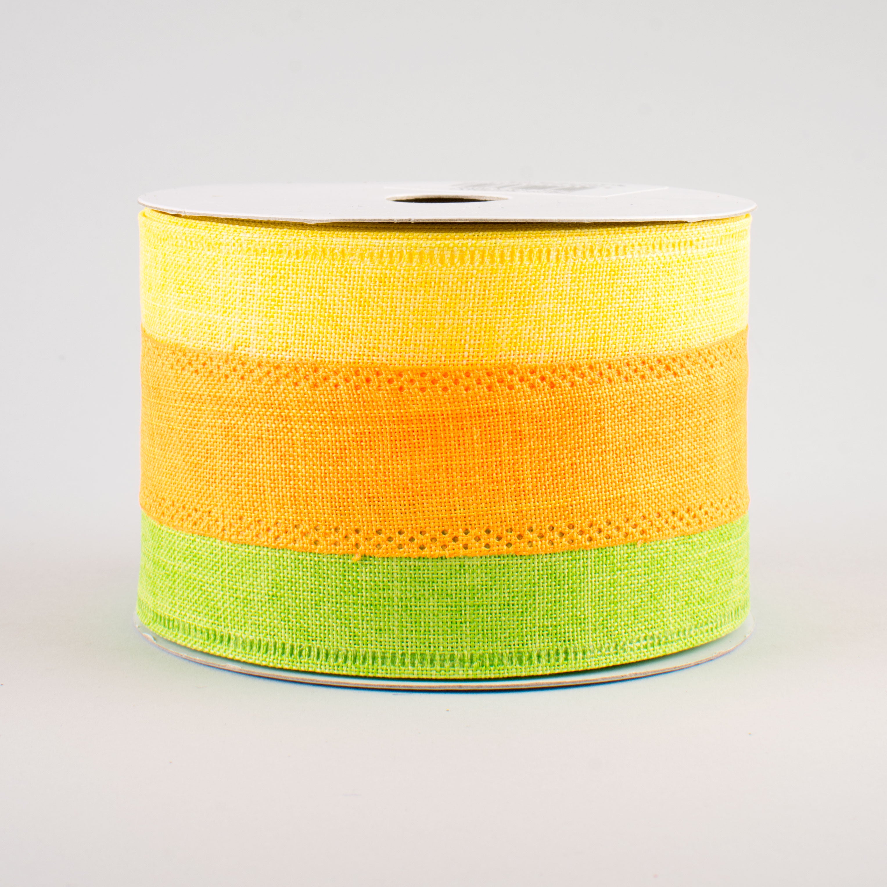 2.5" Tricolor Striped Ribbon: Yellow, Orange, Lime (10 Yards)