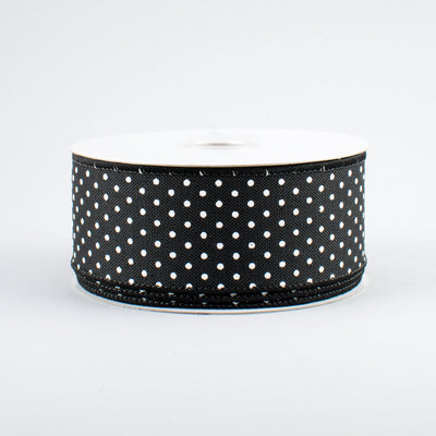 1.5" Swiss Dots Ribbon: Black & White (10 Yards)