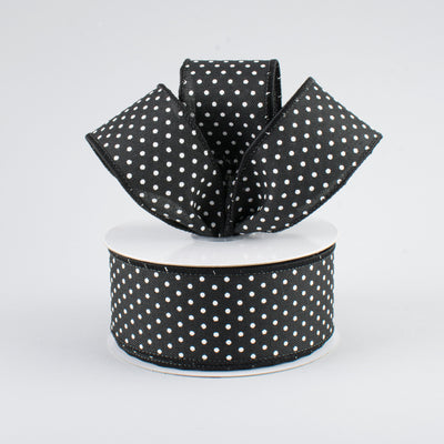1.5" Swiss Dots Ribbon: Black & White (10 Yards)