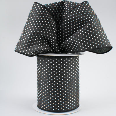 4" Swiss Dots Ribbon: Black & White (10 Yards)
