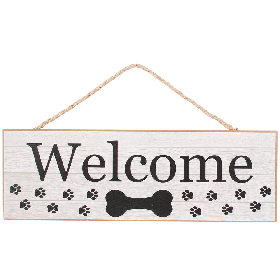 15" Wooden Sign: Welcome Dog Bone