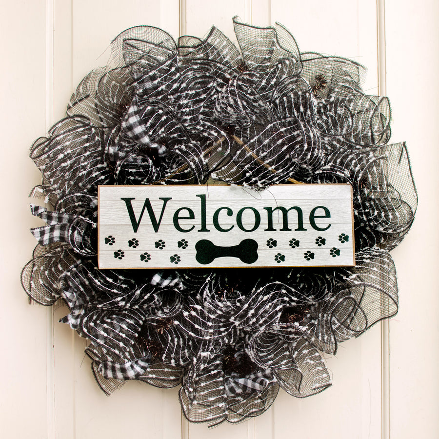15" Wooden Sign: Welcome Dog Bone
