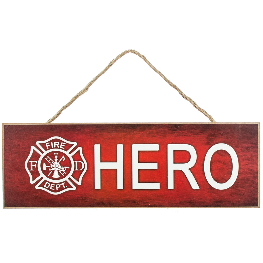 15" Wooden Sign: Firefighter Hero