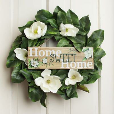 15" Wooden Sign: Home Sweet Home Magnolias