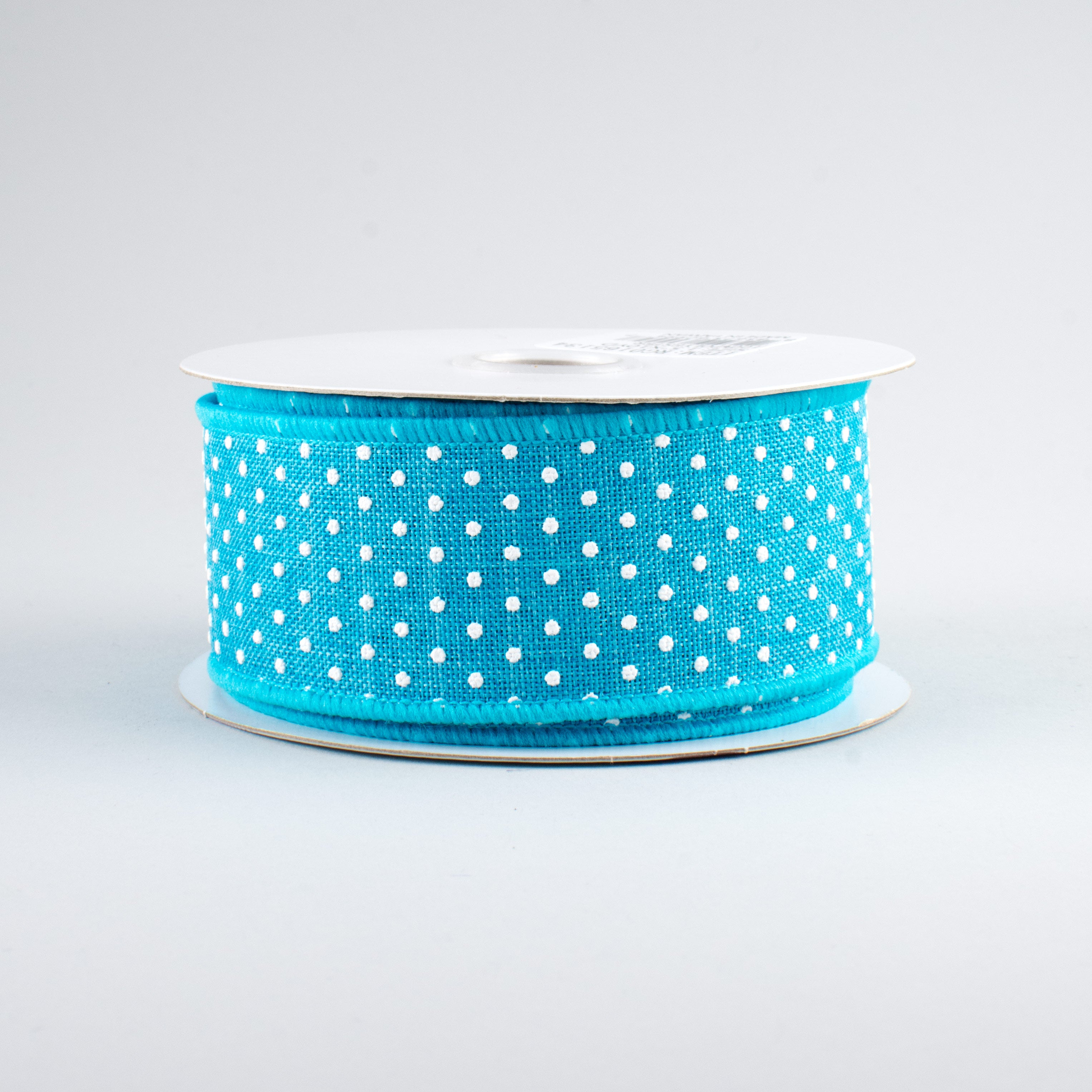 1.5" Swiss Dots Ribbon: Turquoise & White (10 Yards)