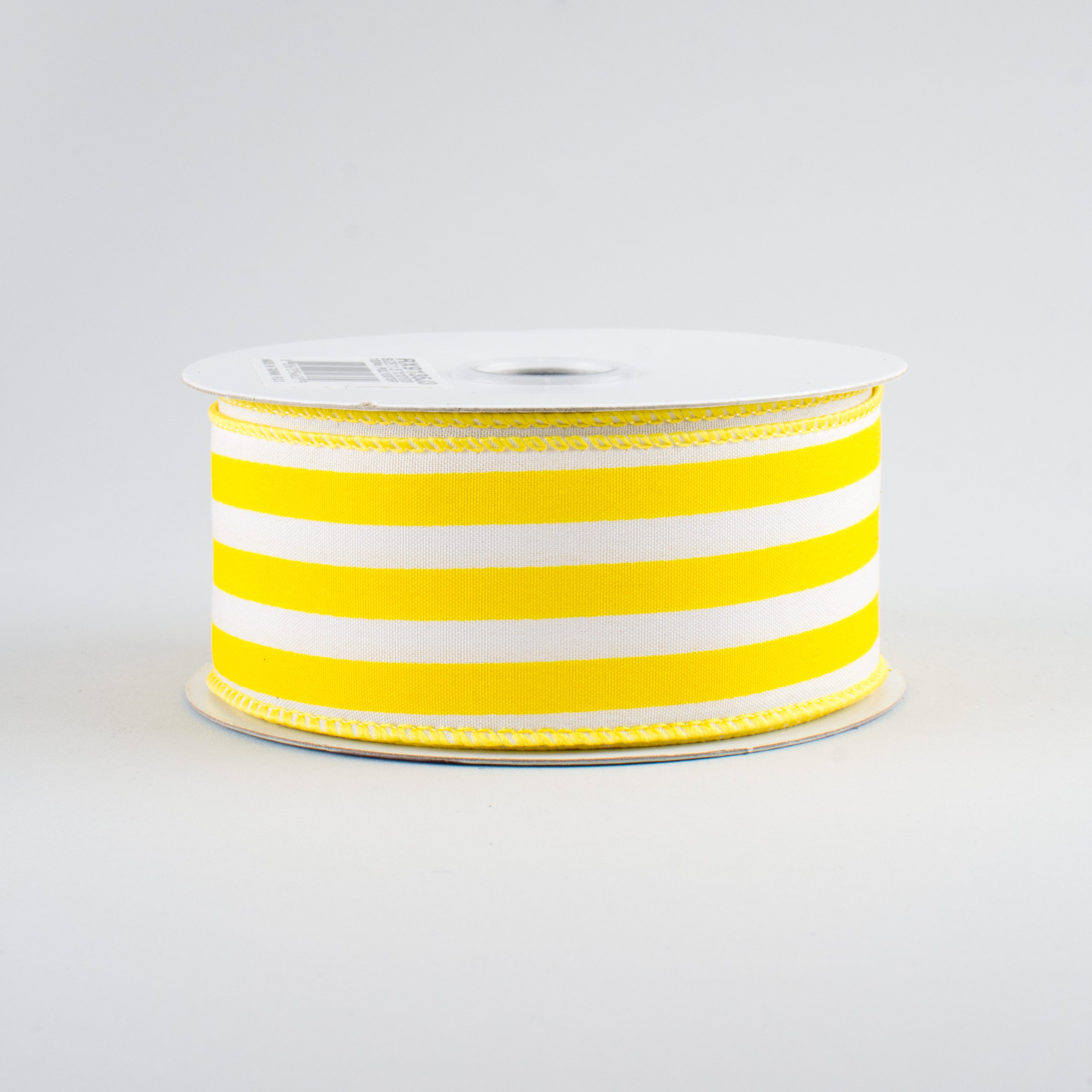 1.5" Vertical Stripe Ribbon: Yellow & White (10 Yards)