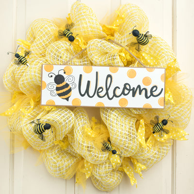 15" Wooden Sign: Bumble Bee Welcome