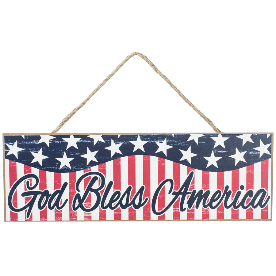 15" Wooden Sign: God Bless America