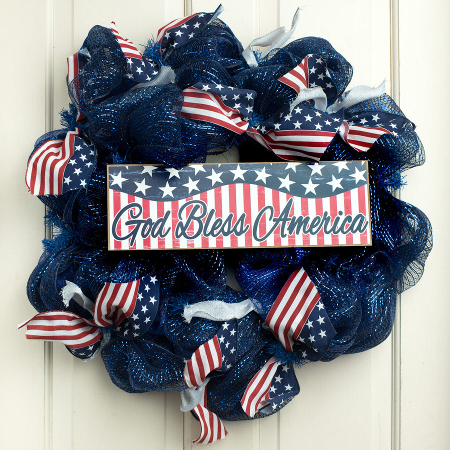 15" Wooden Sign: God Bless America