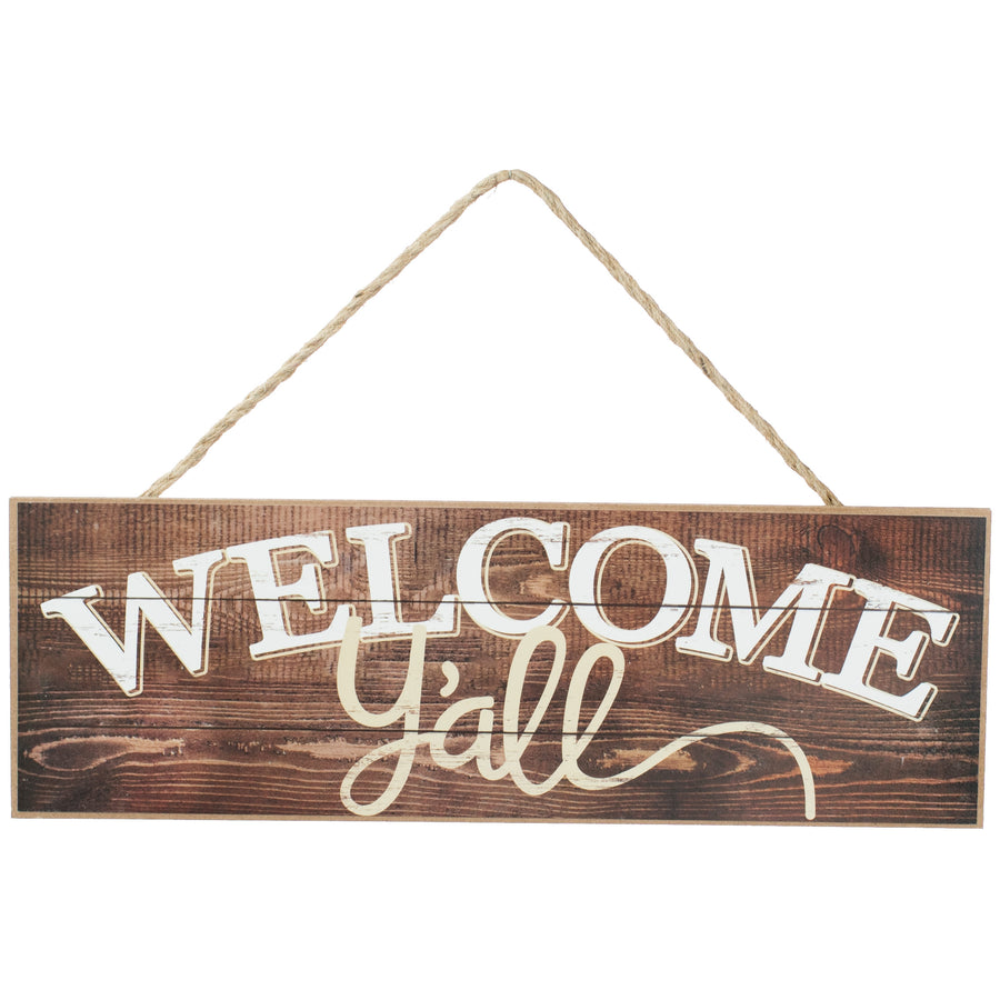 15" Wooden Sign: Welcome Y'all