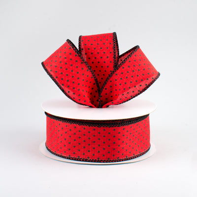 1.5" Swiss Dots Ribbon: Red & Black (10 Yards)