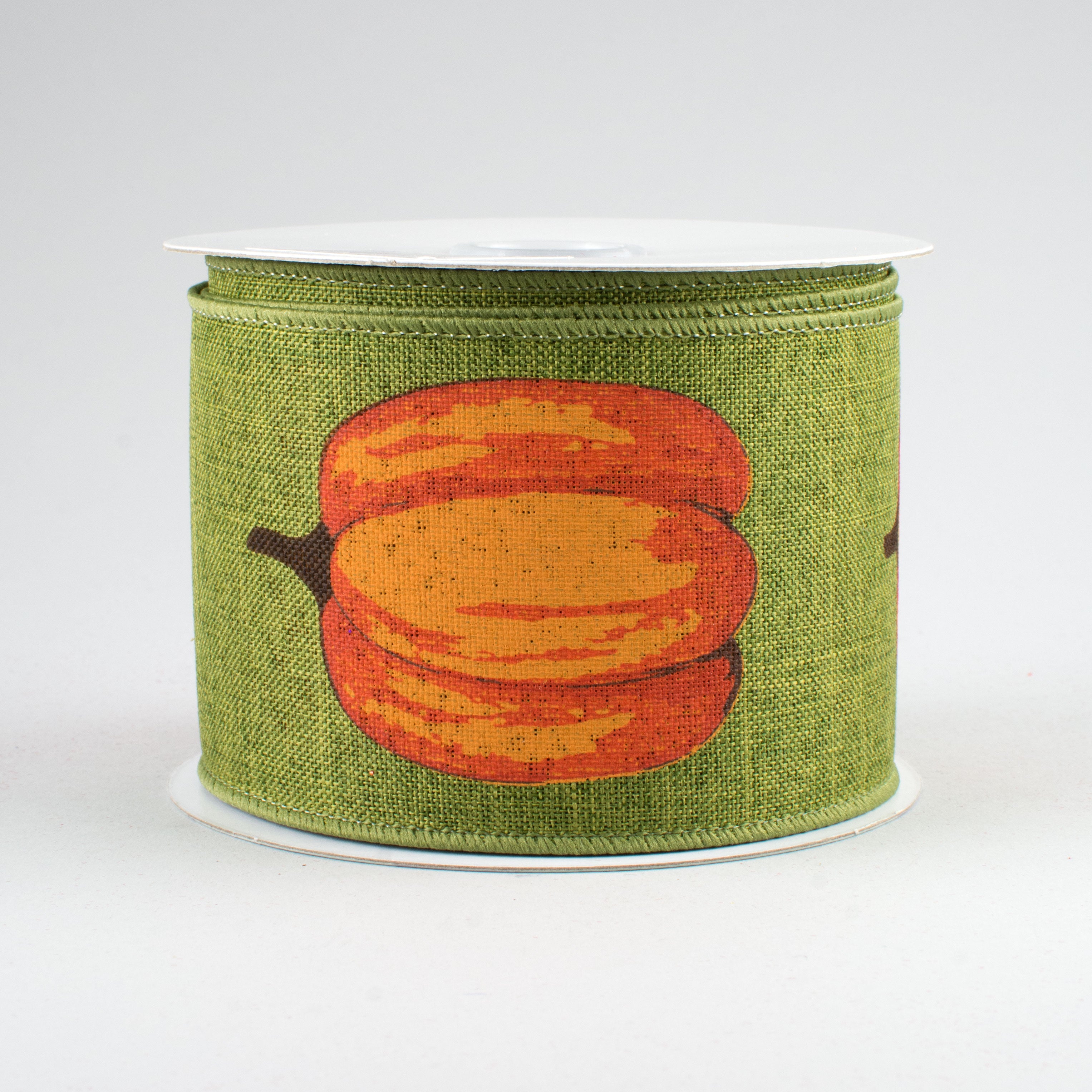 2.5" Orange Pumpkin Ribbon: Moss (10 Yards)