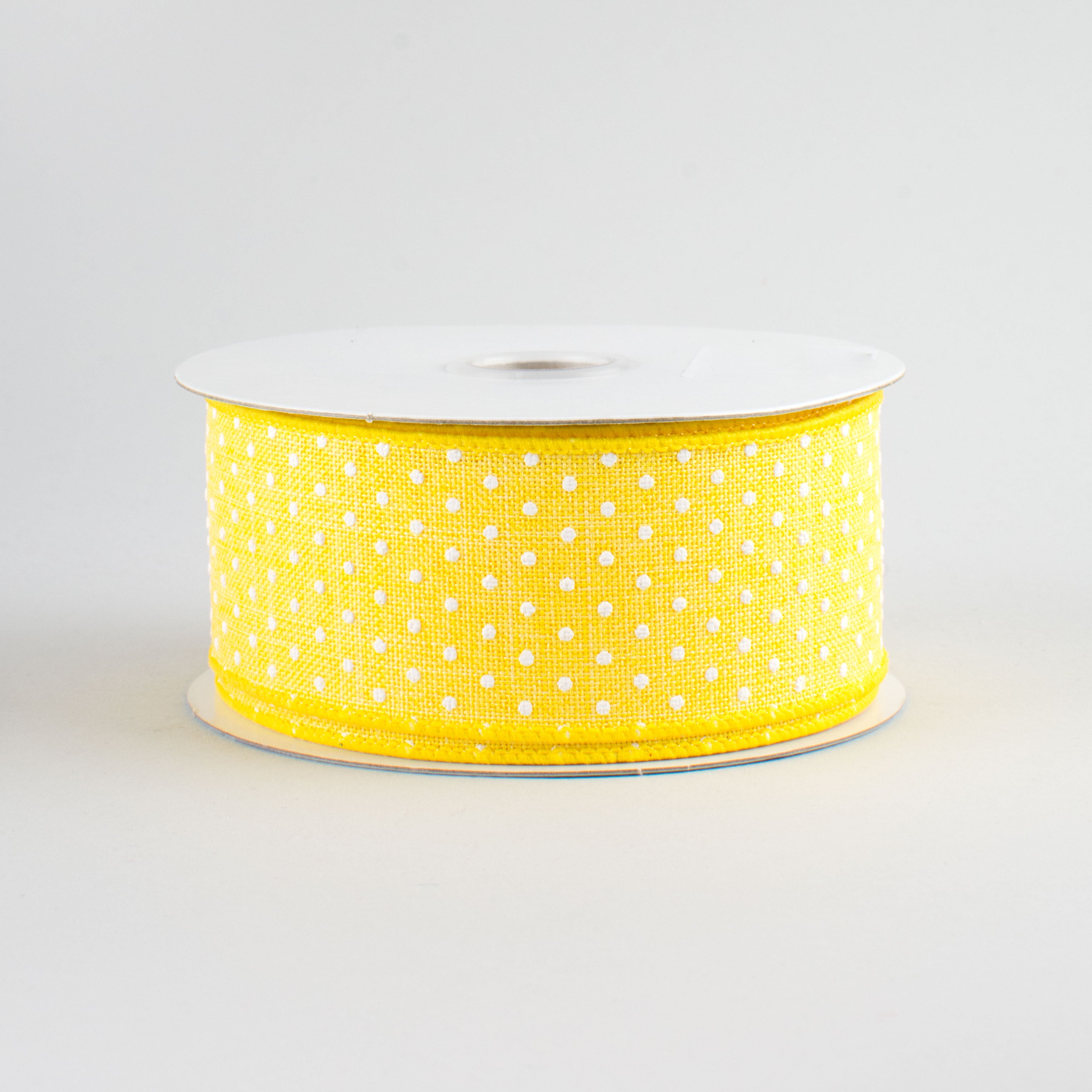 1.5" Swiss Dots Ribbon: Yellow & White (10 Yards)