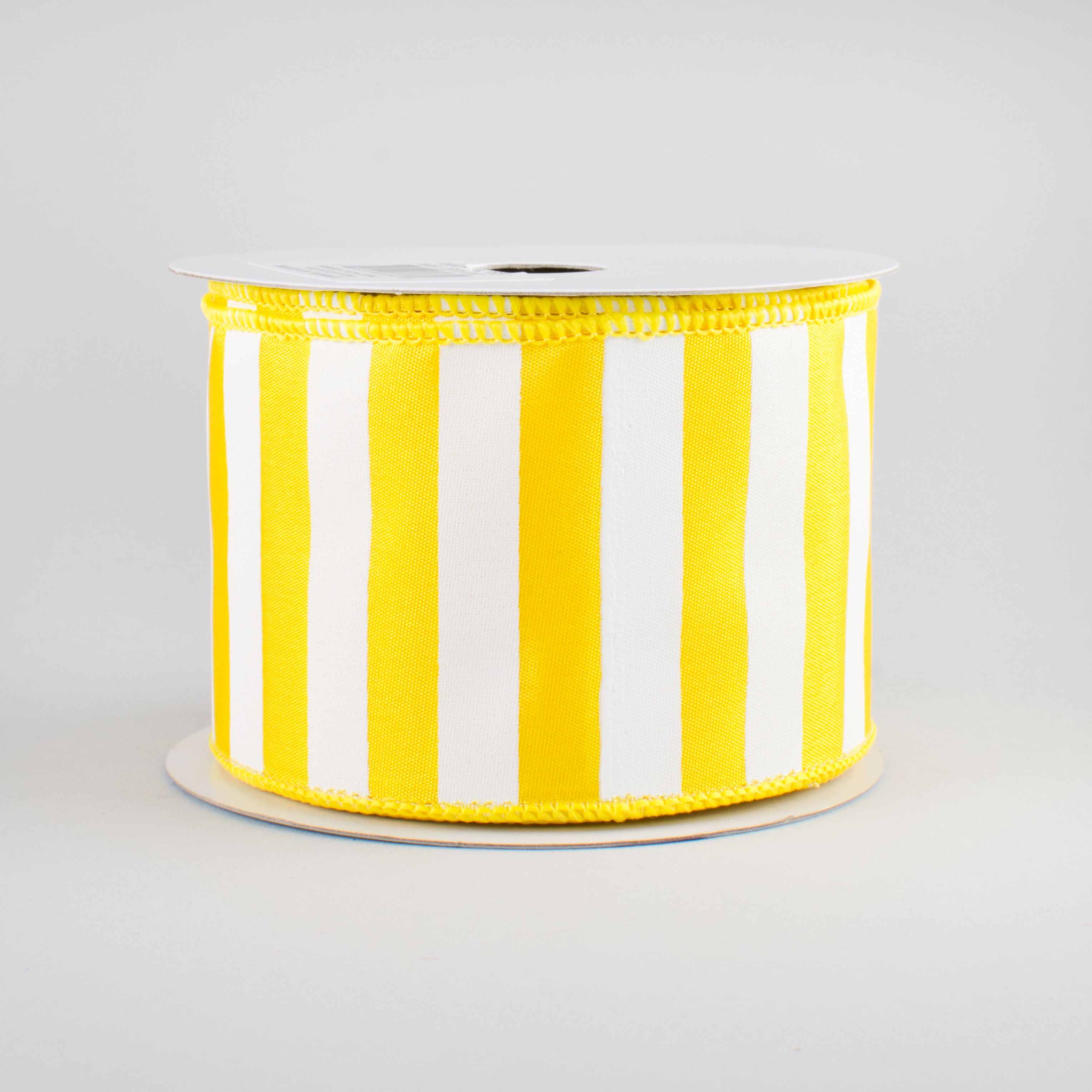 2.5" Medium Stripe Ribbon: Yellow & White (10 Yards)