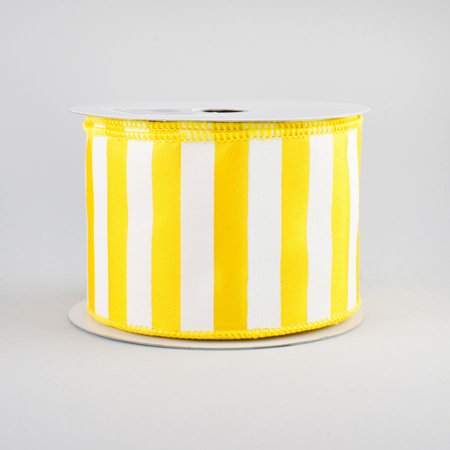 2.5" Medium Stripe Ribbon: Yellow & White (10 Yards)