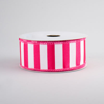1.5" Medium Stripe Ribbon: Hot Pink & White (10 Yards)
