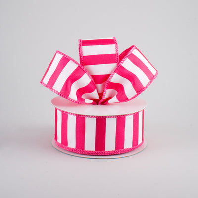 1.5" Medium Stripe Ribbon: Hot Pink & White (10 Yards)