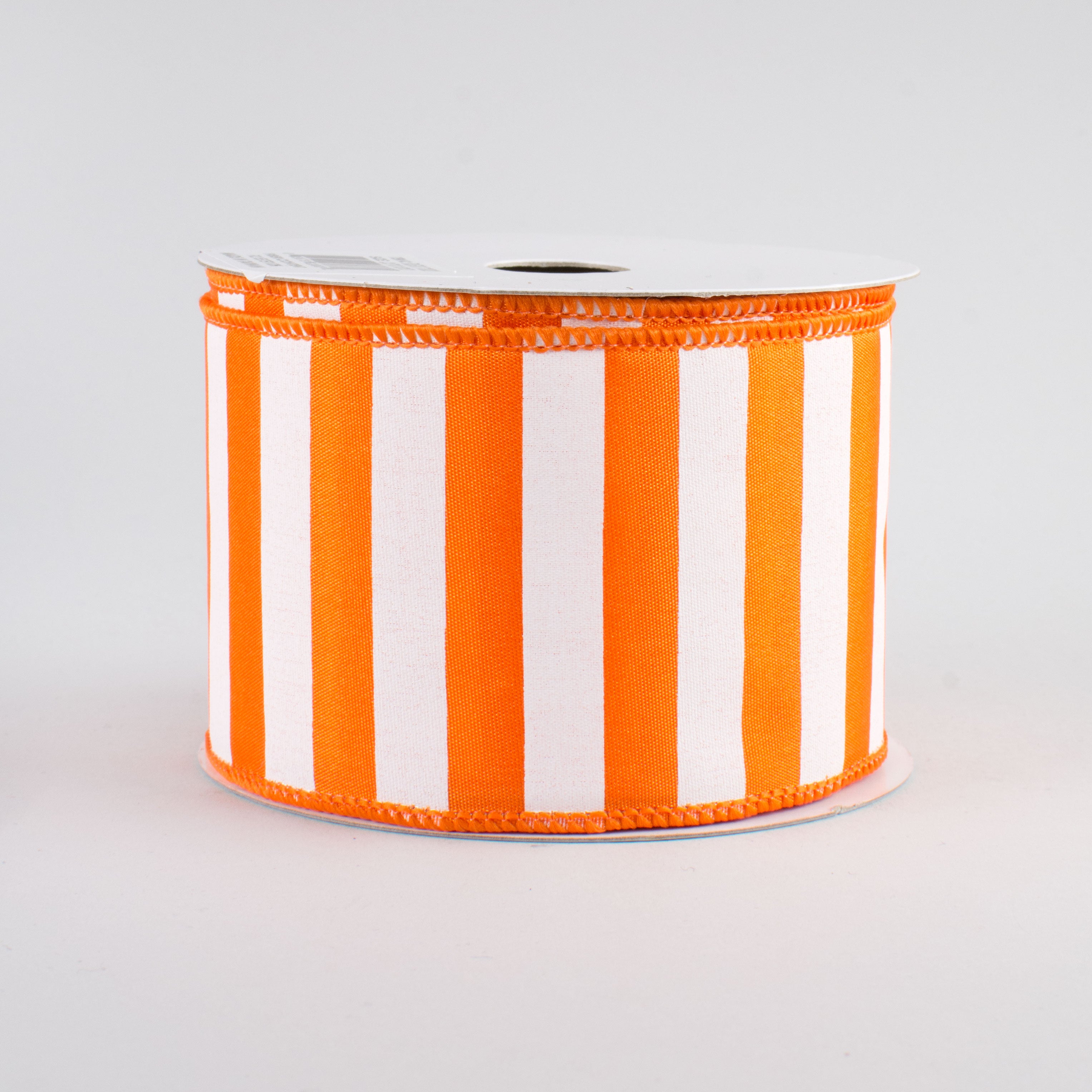 2.5" Medium Stripe Ribbon: Orange & White (10 Yards)